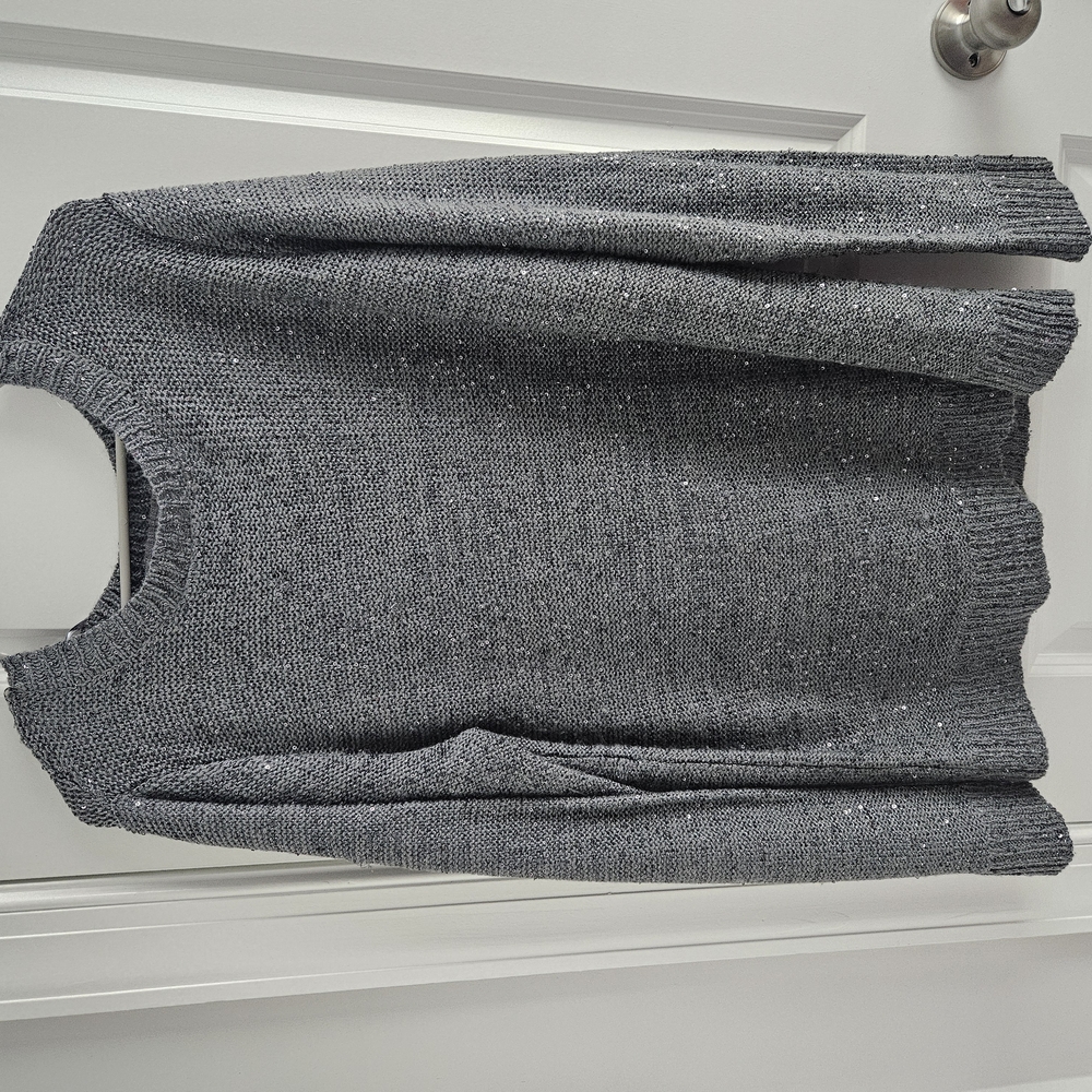 Gray Knit Women's Sequined Sweater